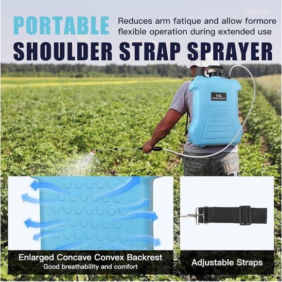 Electric Backpack Garden Sprayer 4 Gallon Battery Pump Lawn Yard Plant Weed - Picture 5 of 7